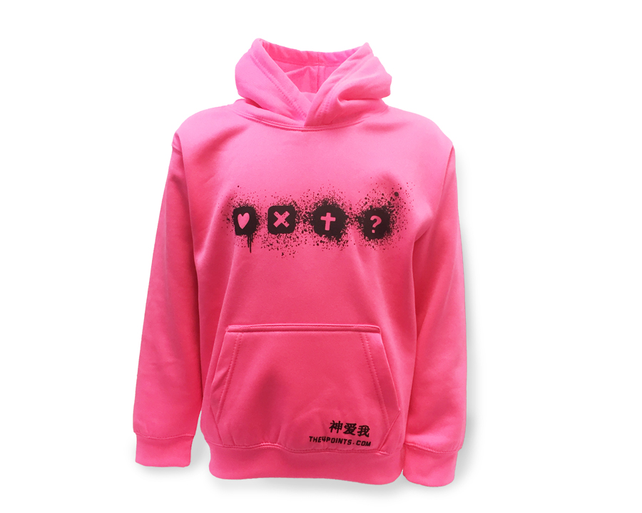 Kids Fluorescent Pink Hoodie :        Small (5-6 years)